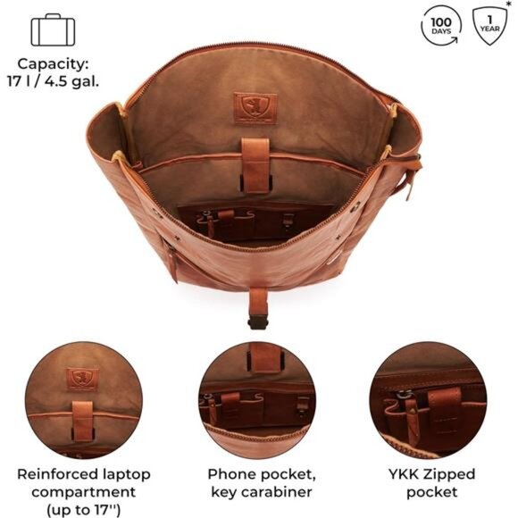 Vintage Genuine Leather Backpack Utrecht, Laptop Backpack, Travel Backpack - Picture 4 of 7